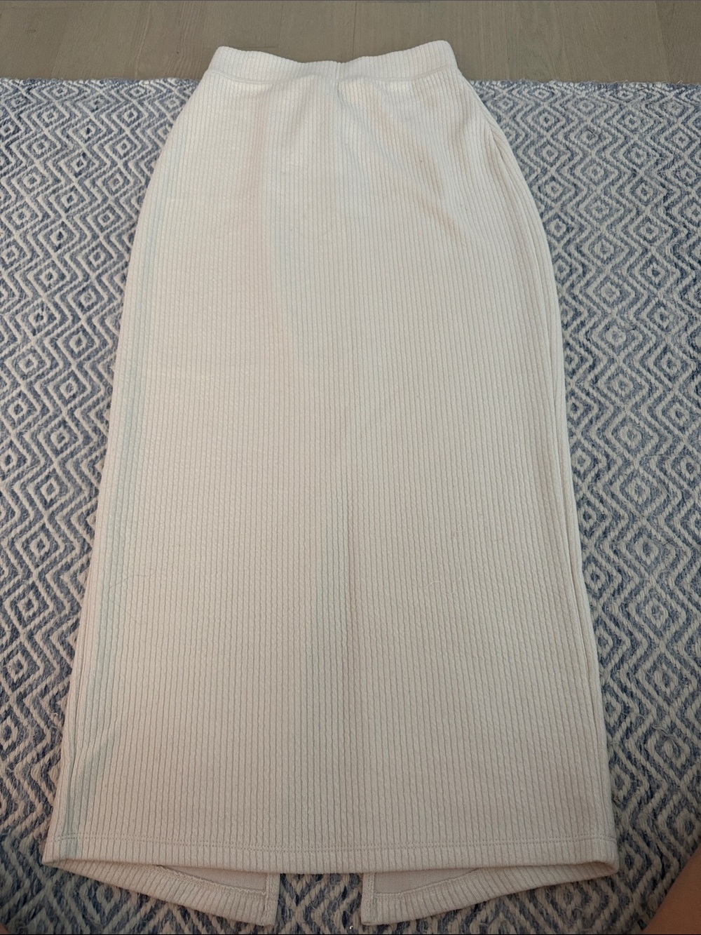 Women's Cream Ribbed Midi Skirt